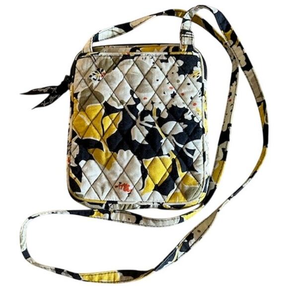 Vera Bradley Quilted Crossbody Bag – Yellow, Black & White Floral Pattern - Picture 5 of 5